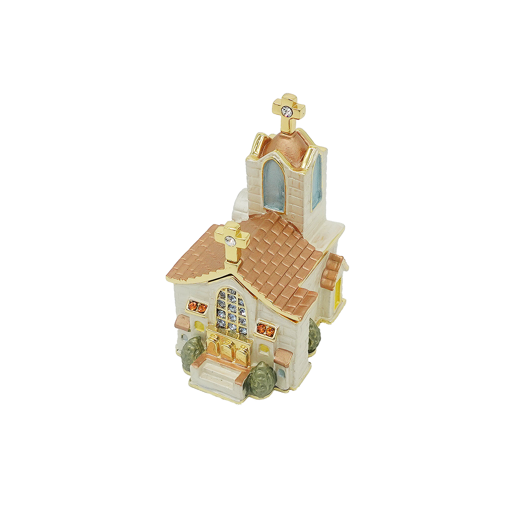 Wholesale china merchandise exquisite metal church shape trinket box