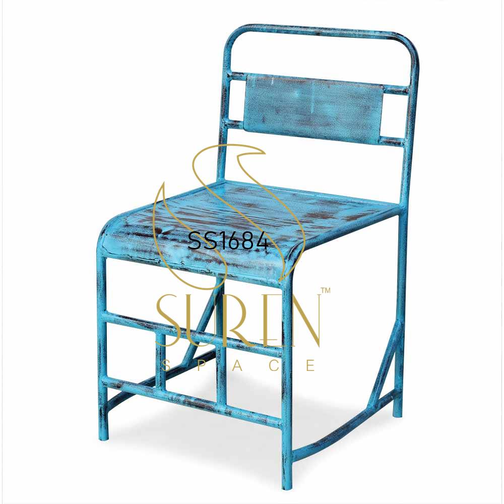 Jodhpur Blue Distress Metal Outdoor Chair Metal Furniture Manufacturer Designer Exporter & Supplier from India