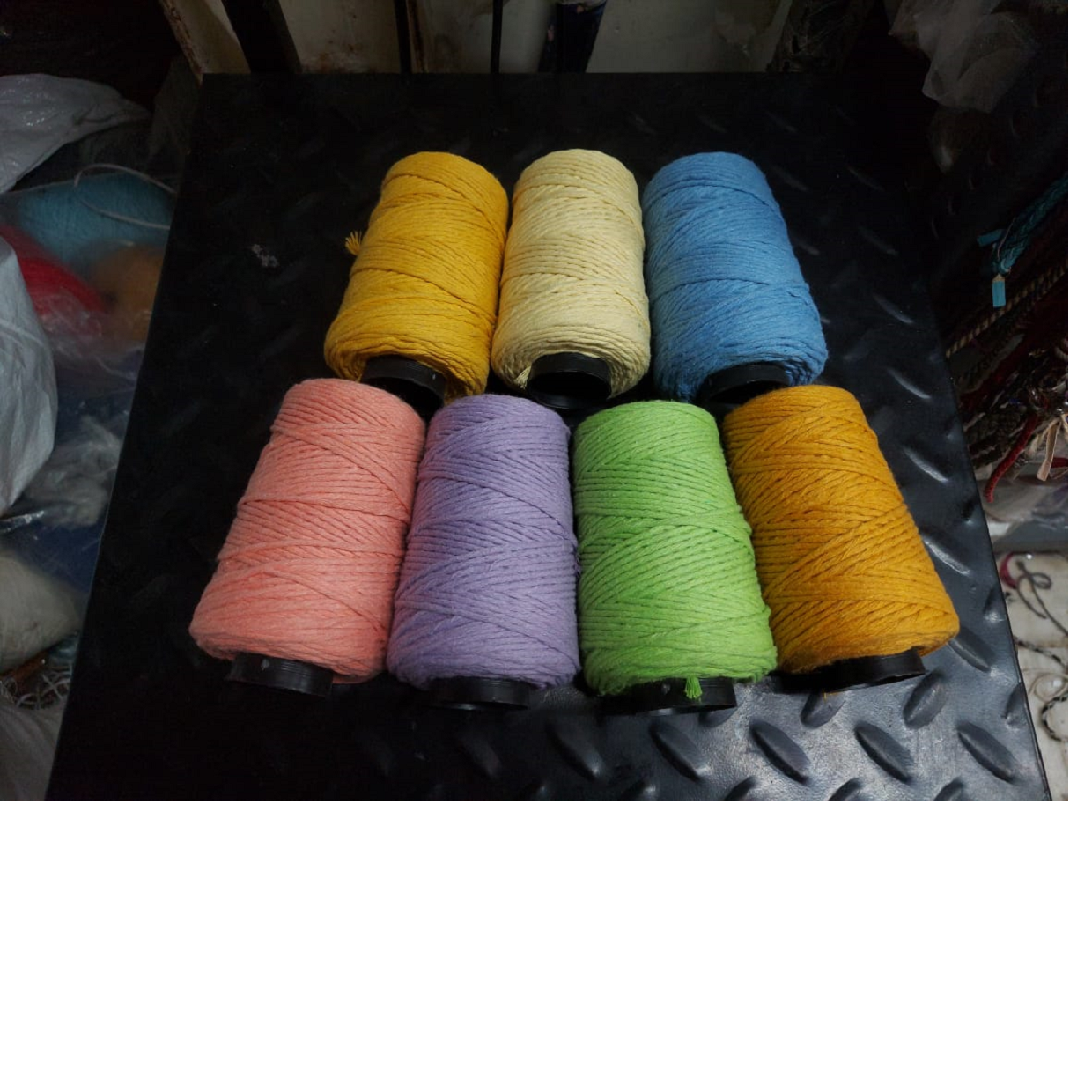 single strand cotton macrame cords in size 2 mm available in 100 meters cones in assorted colors