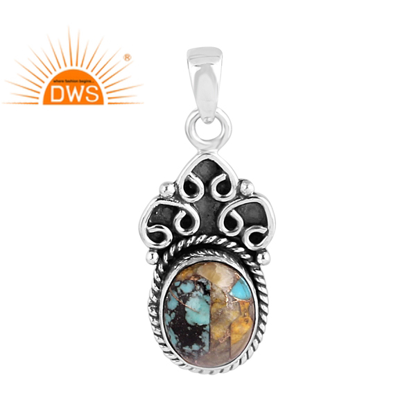 High Quality Natural Mojave Copper Bumblebee Turquoise Gemstone Fancy Oxide Silver Pendant Bridal Wedding Jewelry Supplier