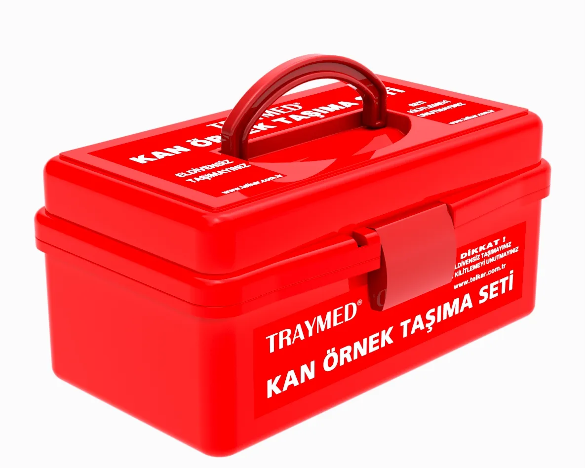 Red Urine-gaita (stool) and Blood Sample Transport Carrying Bag Container with Inside Rack High Quality Reusable Medical Supply