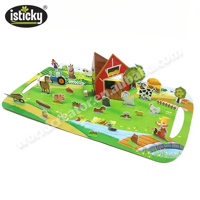 3d Book Farm Learning Stand Up Gel Sticker 3D Book For Children
