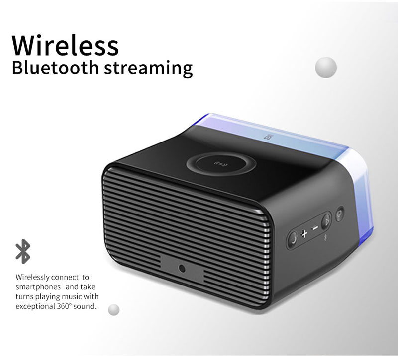 Ночная подставка для спальни, сенсорный цветной Будильник RGB, BT динамик 4 в 1, беспроводное зарядное устройство QI, светодиодная настольная лампа