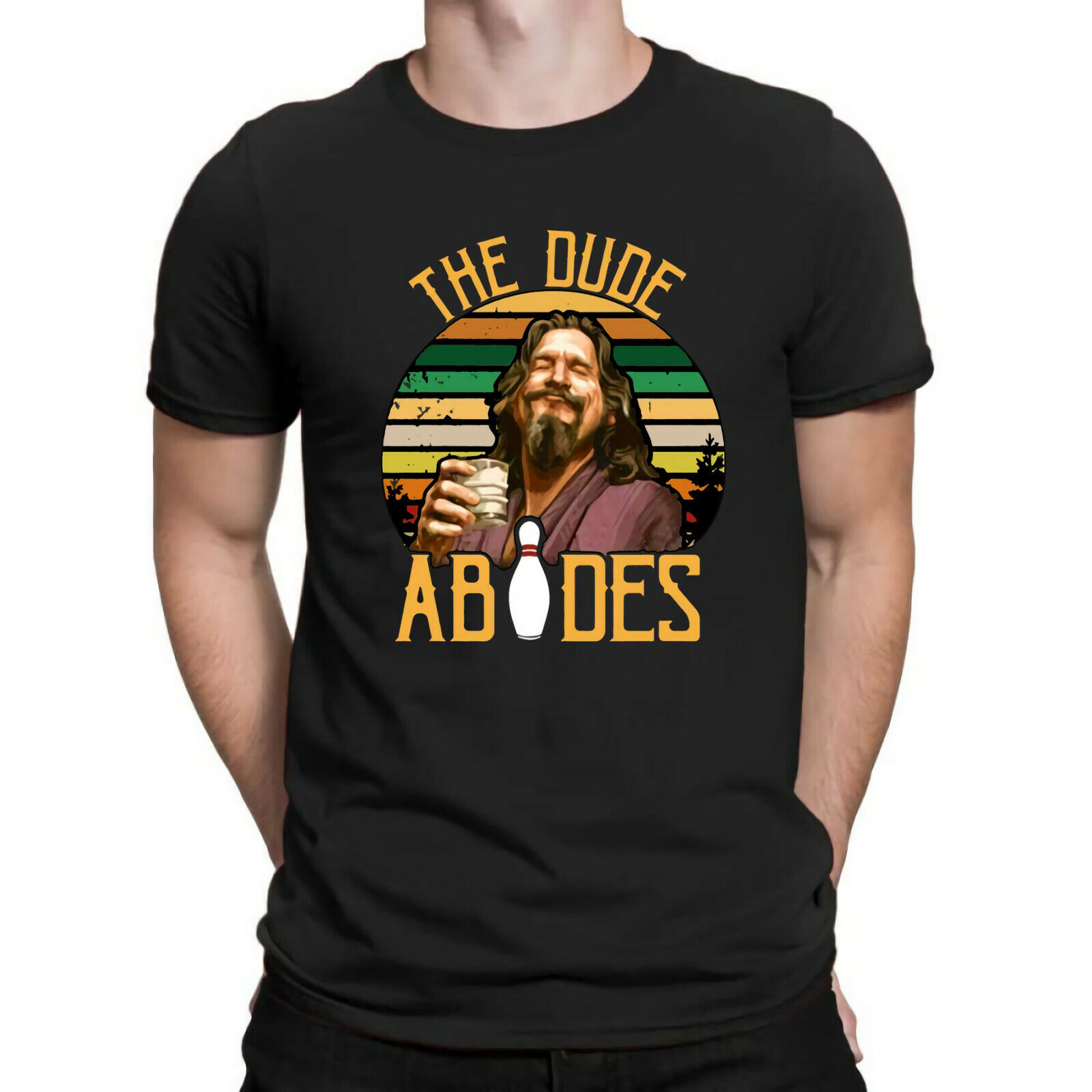 Мужская Черная хлопковая Футболка The Big Lebowski The Dude Abides с винтажным рисунком в стиле ретро