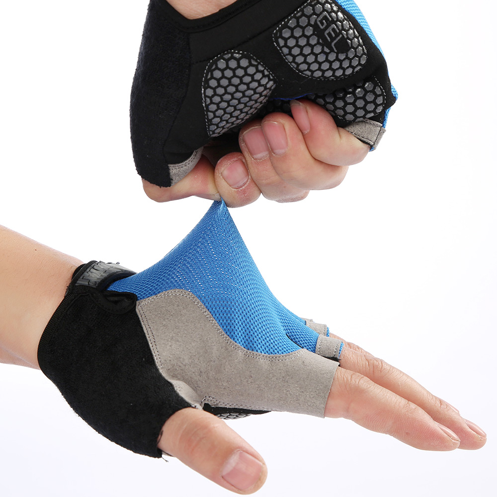 Breathable mesh half finger anti-shock gym gloves for dynamic bicycle dumbbell outdoor