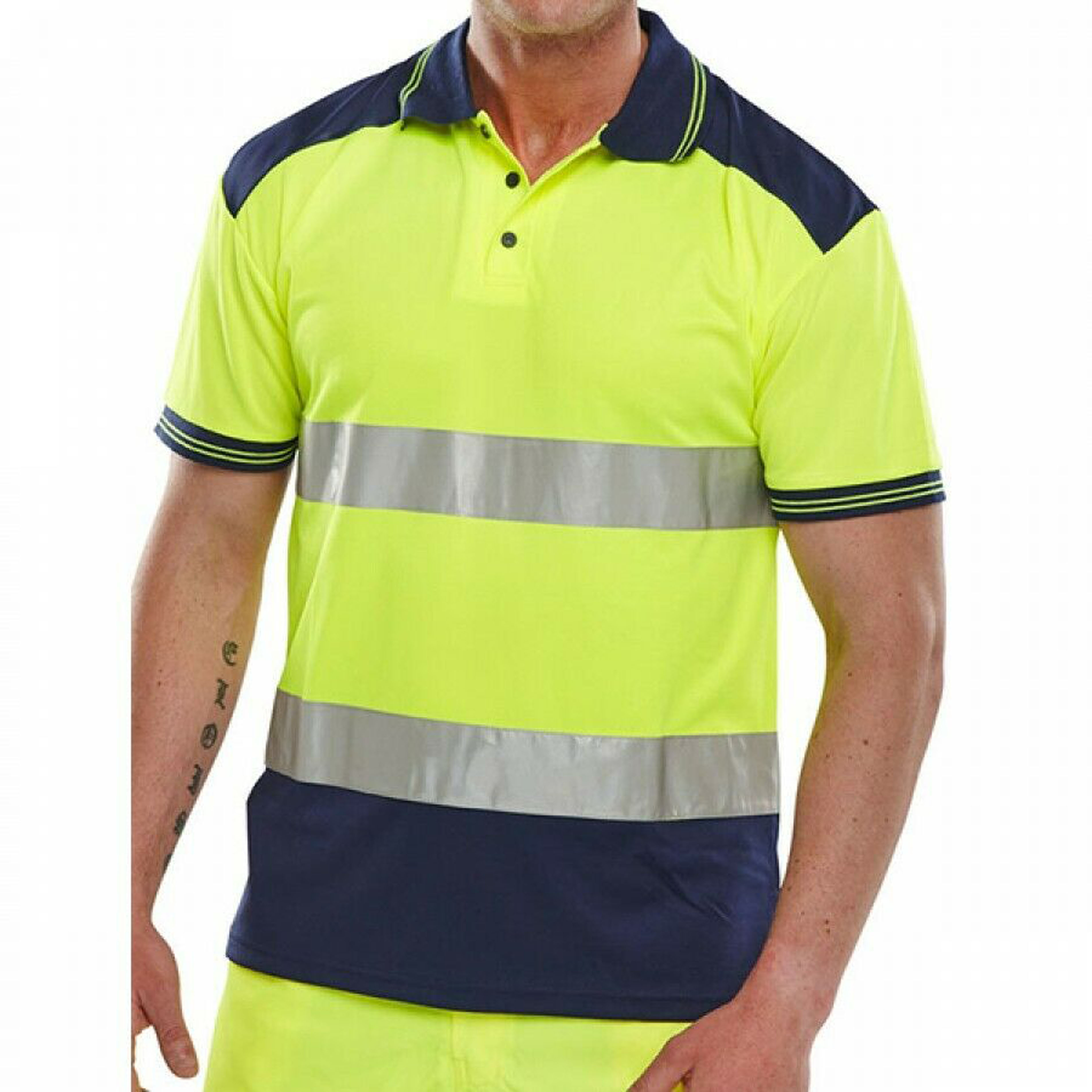 Wholesales Tops Shirts 65%Polyester 35%Cotton Interlock Long Sleeve Hi Vis Workwear Security Safety Tshirt