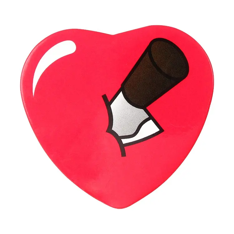Button Pins Heart Shape Silkscreen Printing Metal Tin Button Pin Badge With Safety Pin Back