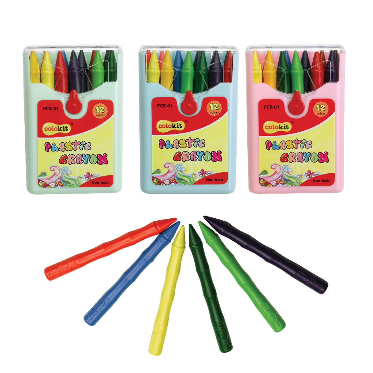 Art Supplies Plastic Crayons PCR-01 Wax Caryon Easy To Sharpen With A Pencil Sharpener Hard To Be Broken