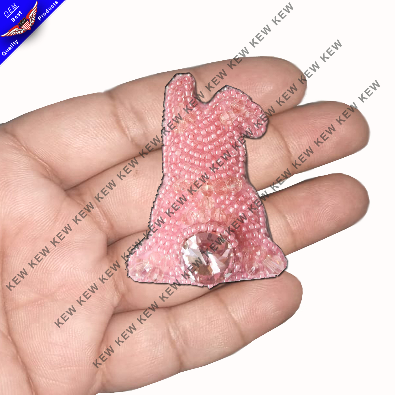custom embroidery Beaded brooch bunny custom embroidery patch for garment brooches handmade party wedding USA UK Europe