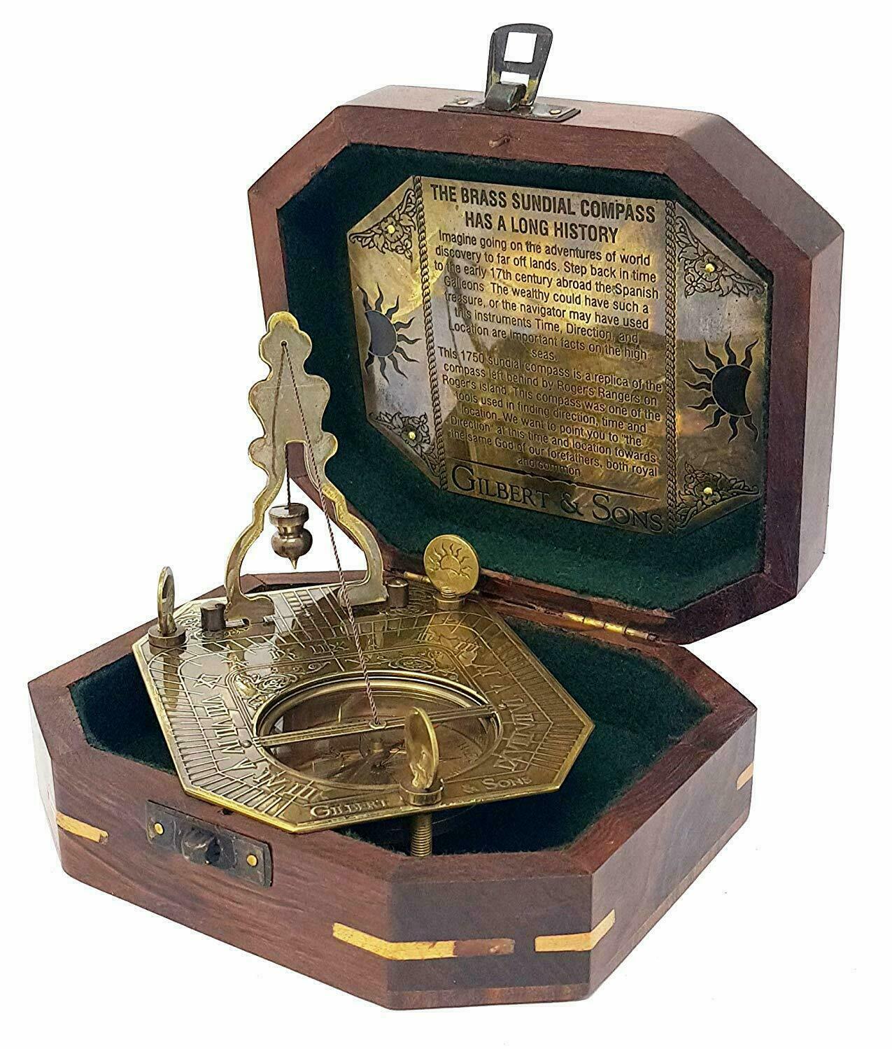 Маятниковый компас sundial 5 дюймов, латунь с деревянной коробкой, подарок для домашнего декора CHMN10005