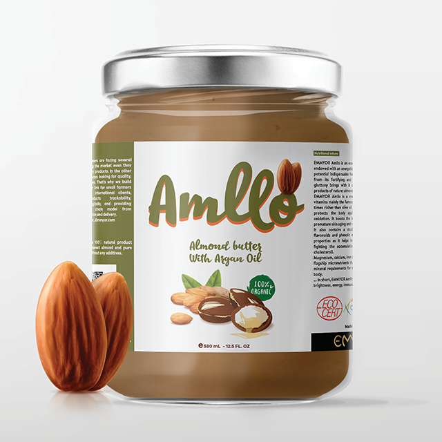 Марокканское миндальное масло с аргановым маслом EMMYOR Amllo Amlou вкусное миндальное масло с аргановым маслом
