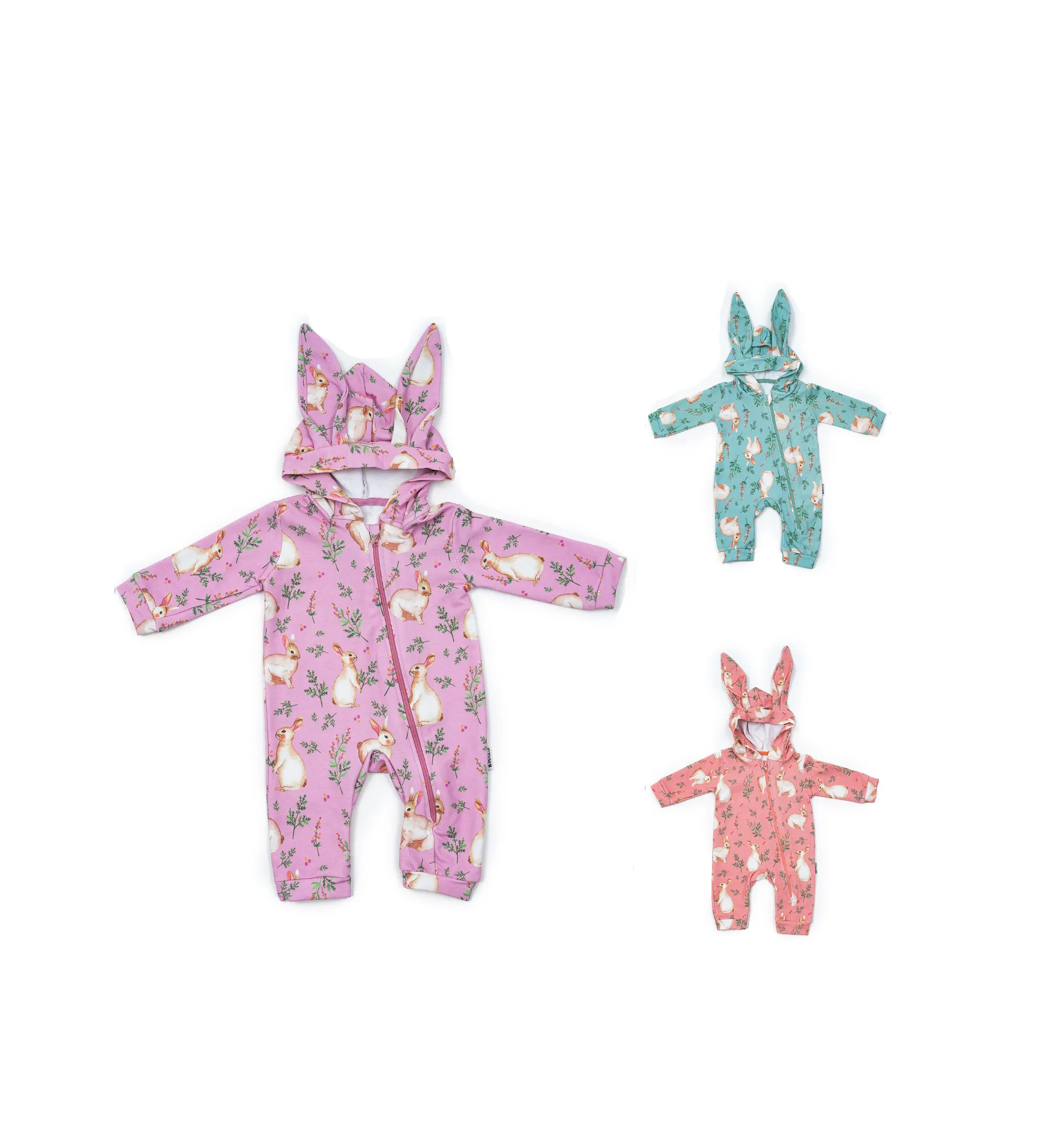 Hot Sale ! Rabbit Figures Baby Girls' Spring Zippered Rompers Soft Cotton Baby Clothes By Necix's Brand