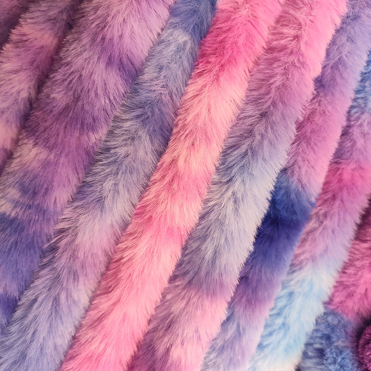100% полиэстер tie dye Радужный красочный градиент кроличьего меха материал пальто игрушка домашнее животное гнездо ткань