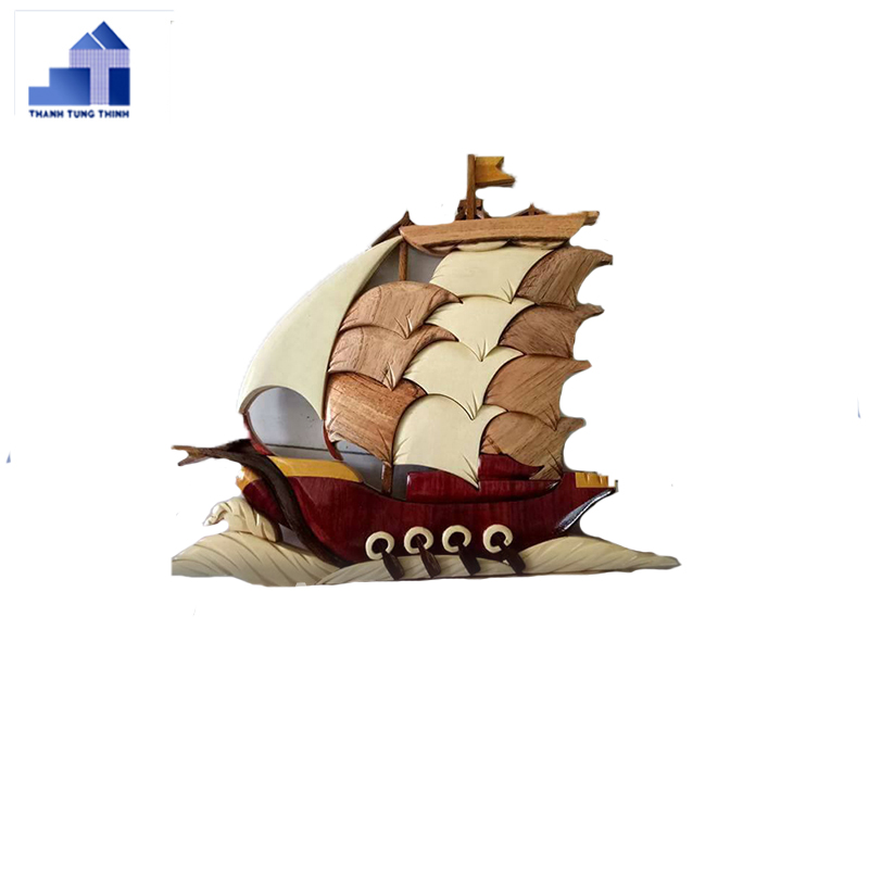 Ship Intarsia Wood Art - Wood Decor Wall Hanging WhatsApp +84 963949178