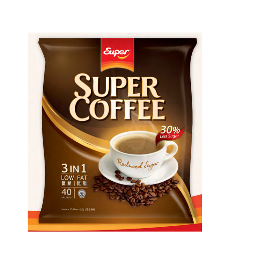 Высокое качество 660gr смешанные с 30% меньше сахара 3 в 1 пониженным содержанием сахара супер кофе из малайзии