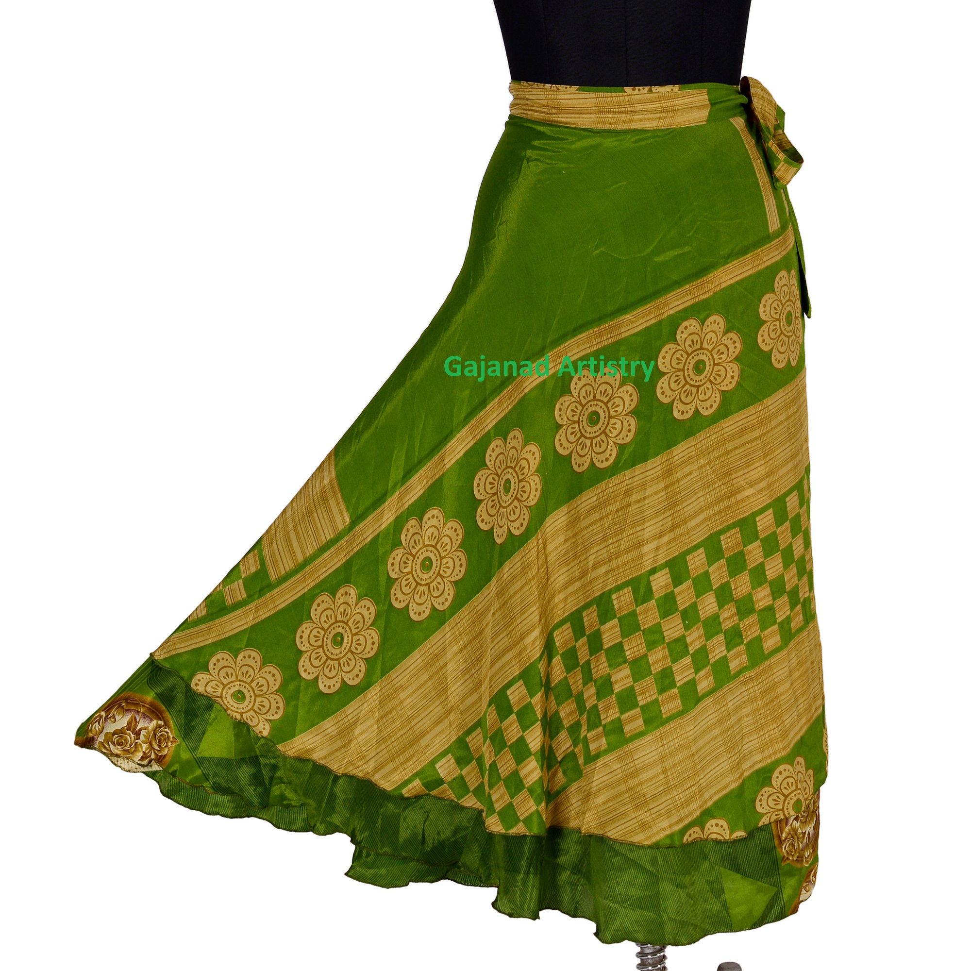 Wholesale Lots Sari silk wrap skirt Reversible and Lightweight Floaty Double layer skirt Long Skirts Ties
