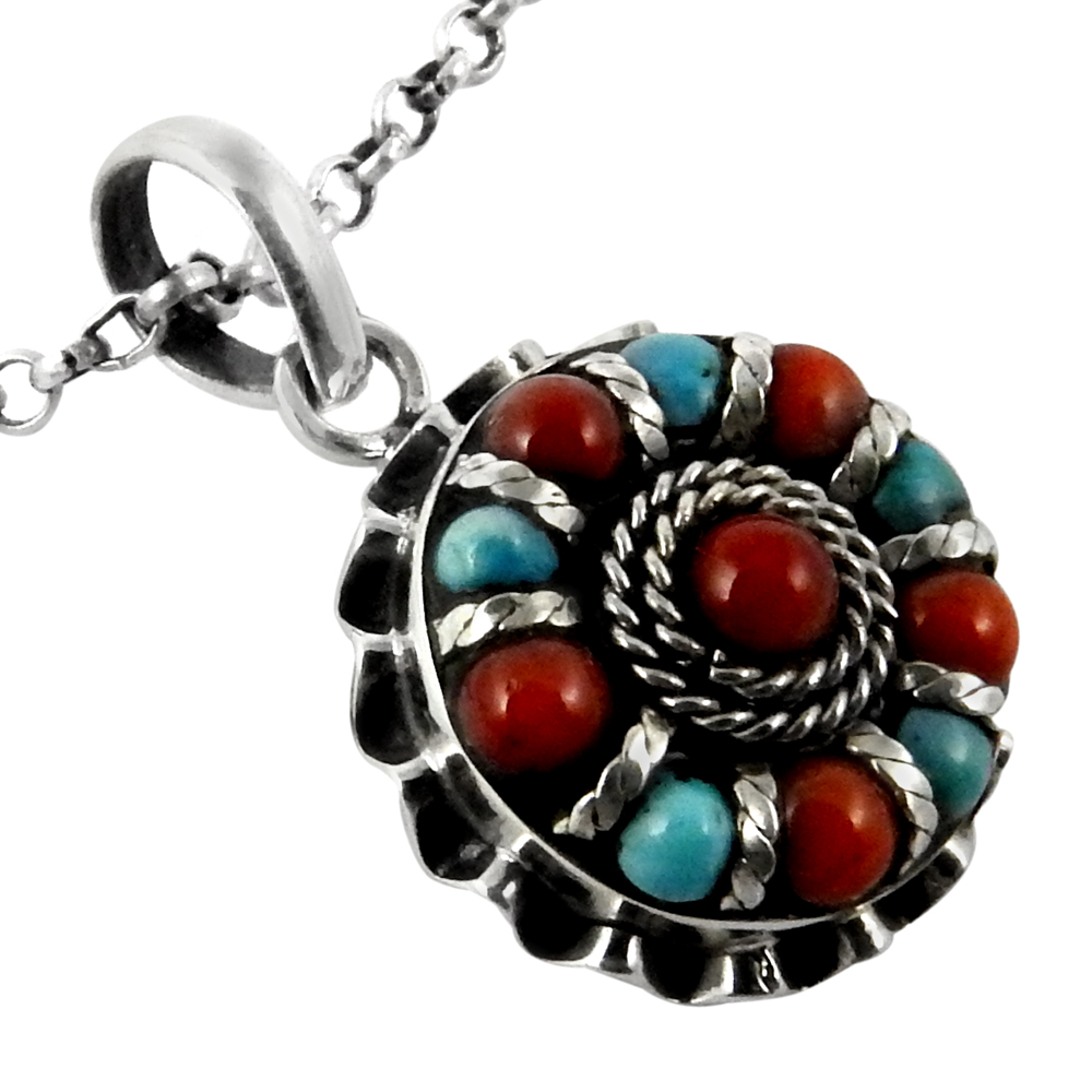 Coral, turquoise pendant 925 silver jewelry sterling silver pendant factory direct sale wholesale silver jewelry