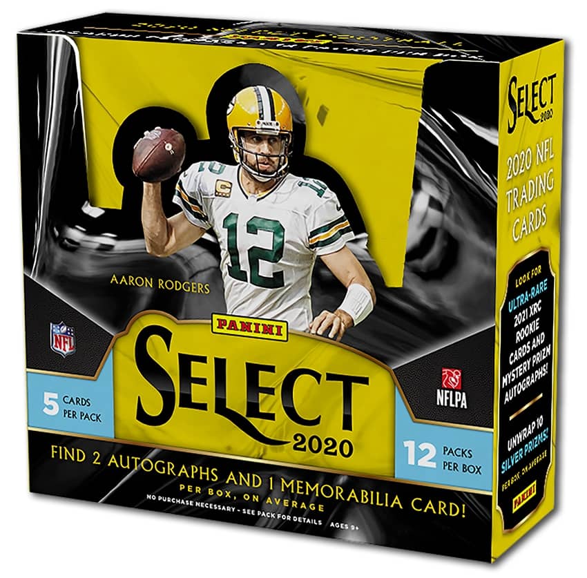Factory Sealed 2020 Panini Select Football Hobby Box mit 12 Packs Per Box 5 Cards Per Pack.