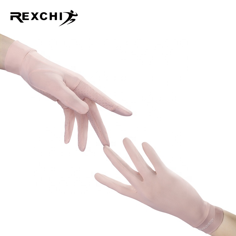 REXCHI XG48 Fashion Women Lace Summer Driving Anti-UV Ice Silk Driving Sun Protective Gloves for Ladies Touchscreen Gloves