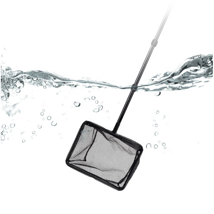 Portable Fish Net Long Handle Square Aquarium Accessories Fish Tank Net Cleaning Tool