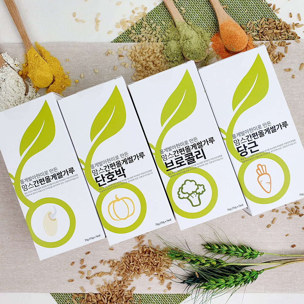 Mom's Rice Powder Baby Food 1 Set (75g x 4 Flavors) Organic-based Weaning Food Safety Fresh Ingredients Nutrition Items Daily