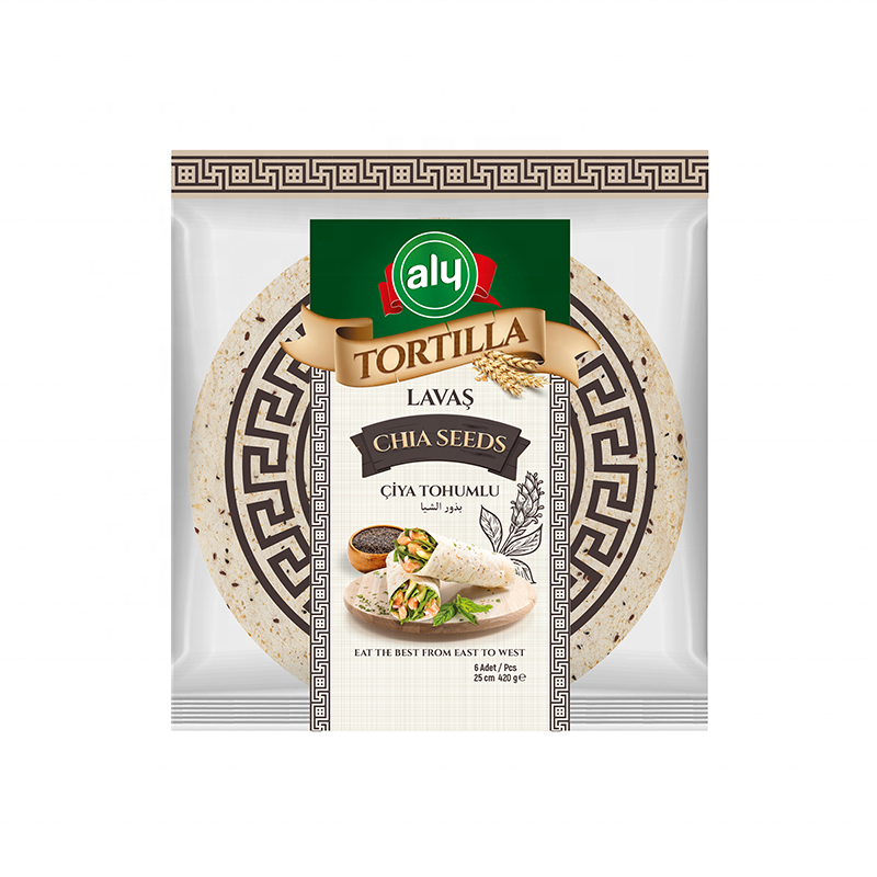 Tortilla 25 см 6 шт. семена ЧИА оригинальный бренд Aly сумка на молнии 420гр (12 упаковок в одной коробке)