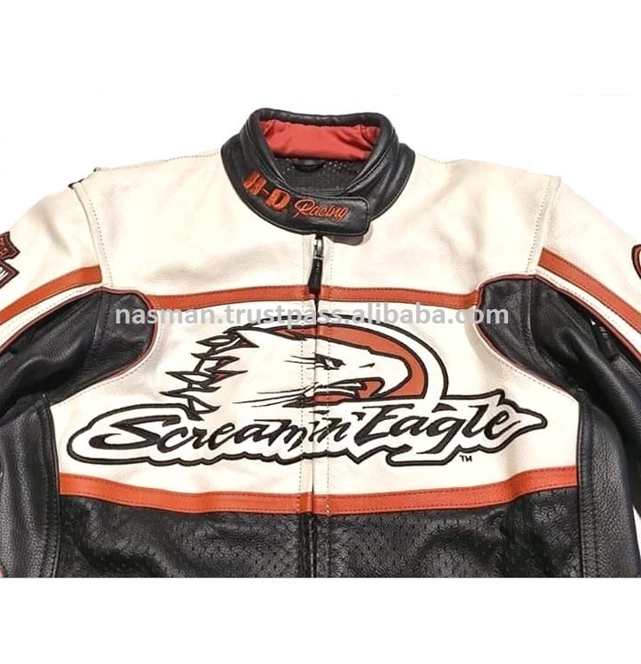 Винтажная кожаная мотоциклетная куртка HARLEY DAVIDSON Racing Специальный выпуск с оригинальным орлом из коровьей кожи 2021 американская куртка Hogs