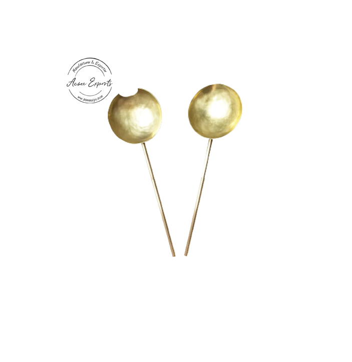 Wholesale Brass Matte Finished Salad Server Set Classic Custom Designed For Wooden Bowl Salad Mixing Royal Flatware