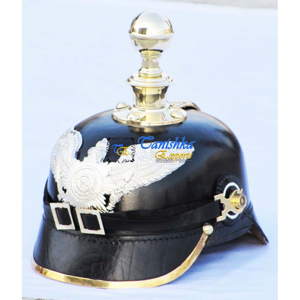 Collectible Leather Bavarian Helmet Brass FR Badge Helmet