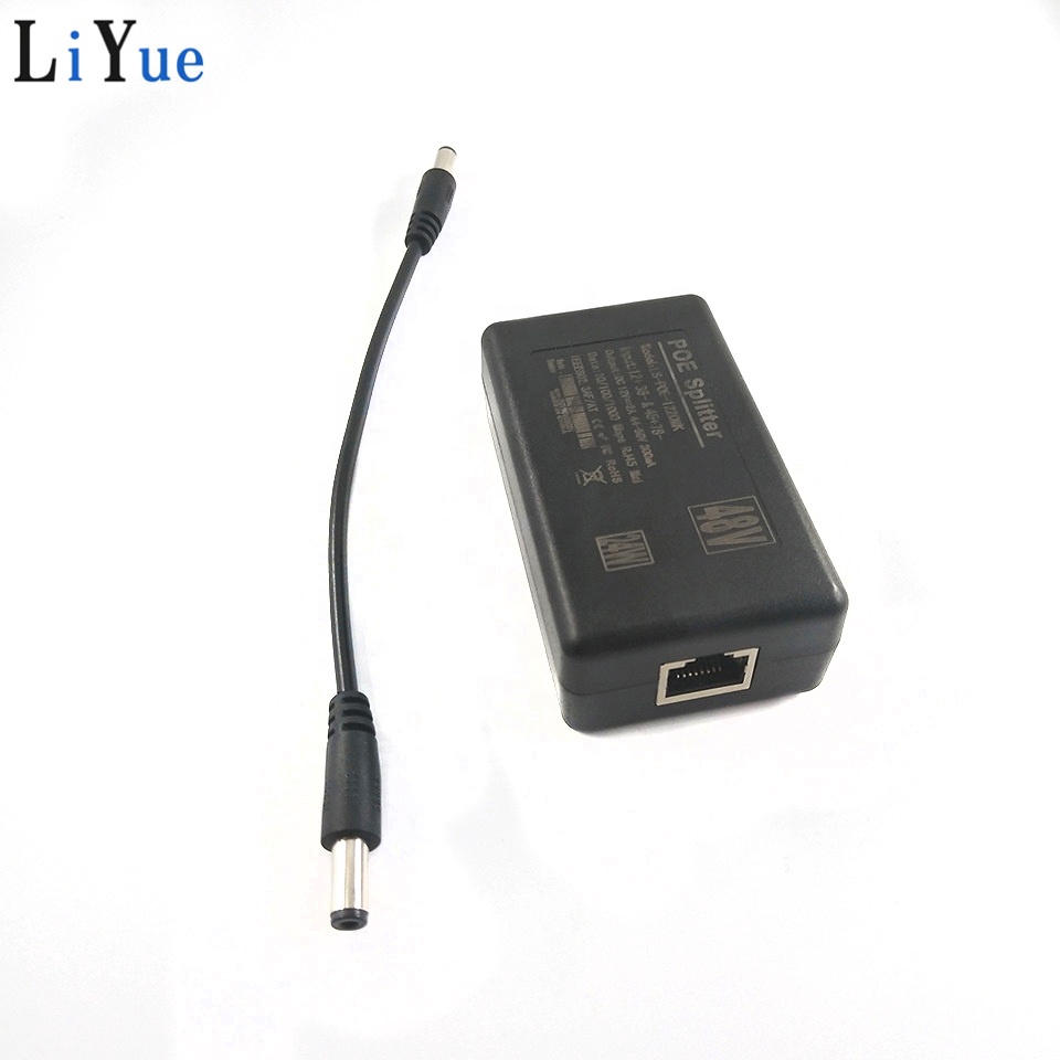 24W 10/100/1000 Mbps 12V 2A 40-57V POE Injector Splitter