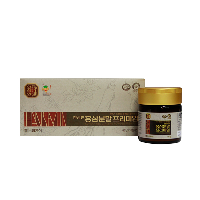 Korean Nonghyup HANSAMIN 6 Years Red Panax Ginseng Roots Powder Premium 60g * 3 Bottles