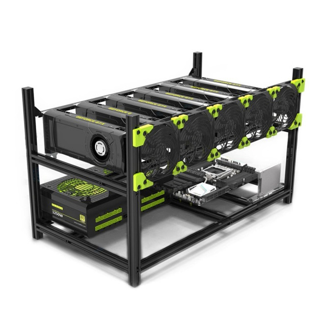 VEDDHA горячая Распродажа 6 GPU Штабелируемая стойка для добывающей установки алюминиевый открытый компьютер шасси эфириум Биткоин Комплект Корпус для майнинга