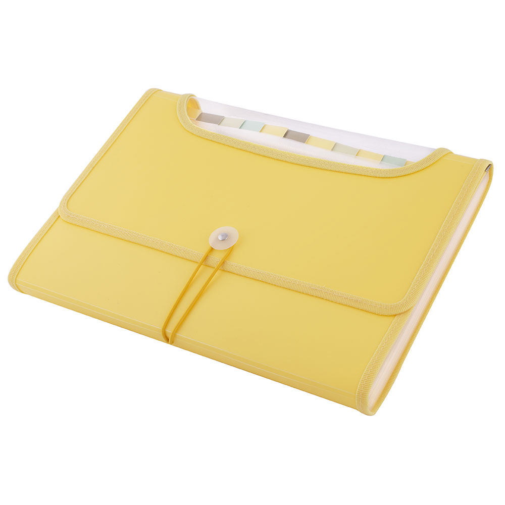 EXPANDING FILE BAG D.RECT 5590 A4 YELLOW 12-P Expanding Organizer File Folder, Letter Size - YELLOW