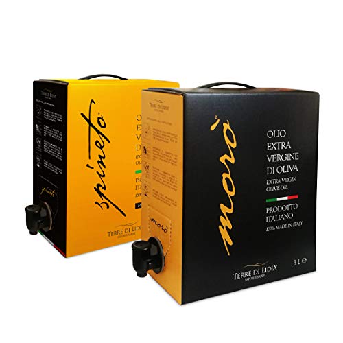 Best Price Italian Extra Virgin Olive Oil Spineto + Moro Terre di Lidia Cultivar Coratina Fast Delivery Bag in Box 2 Units x 3L