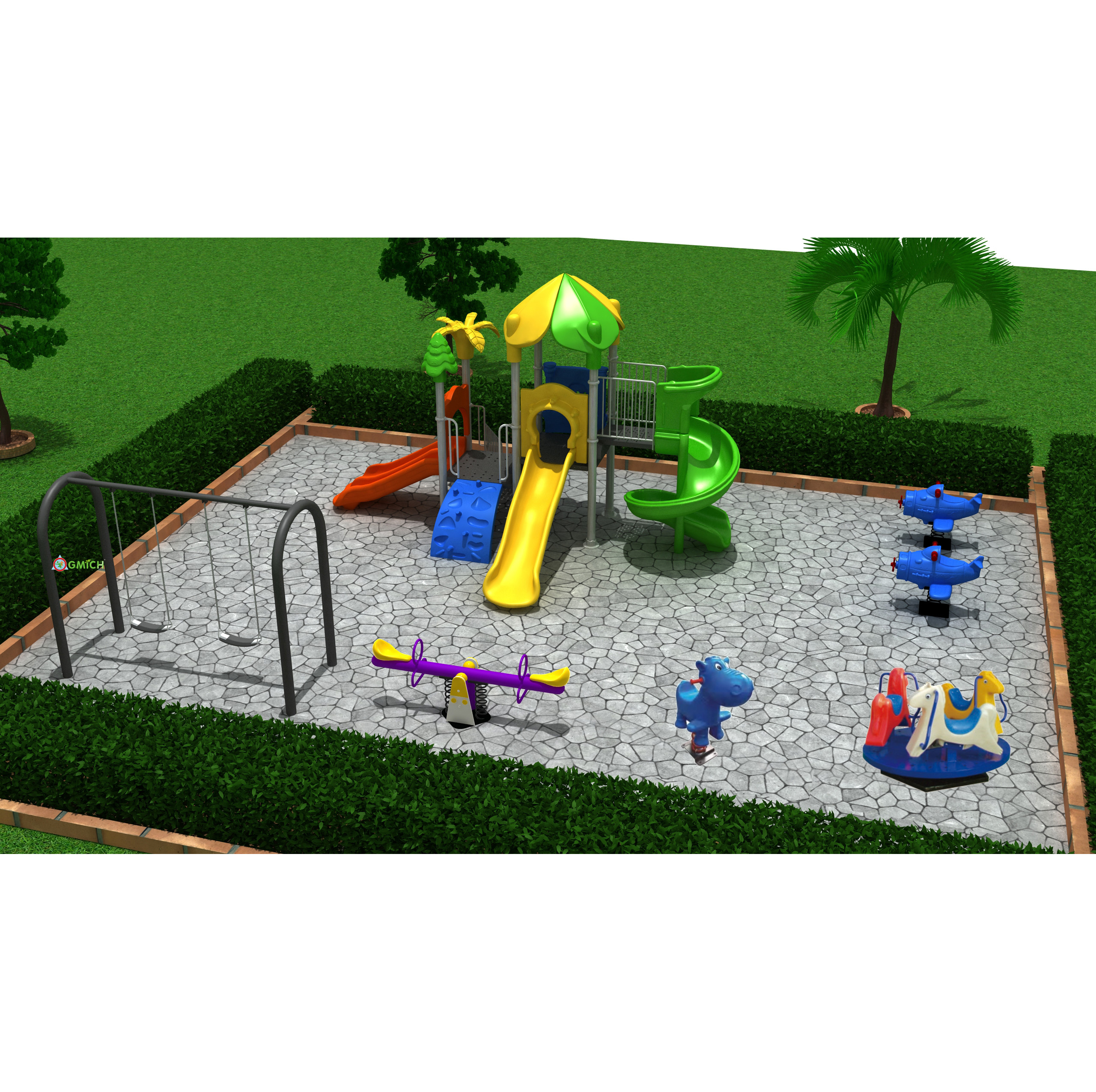 Children playing equipment outdoor playground school playground swing frame set JMQ-18160C
