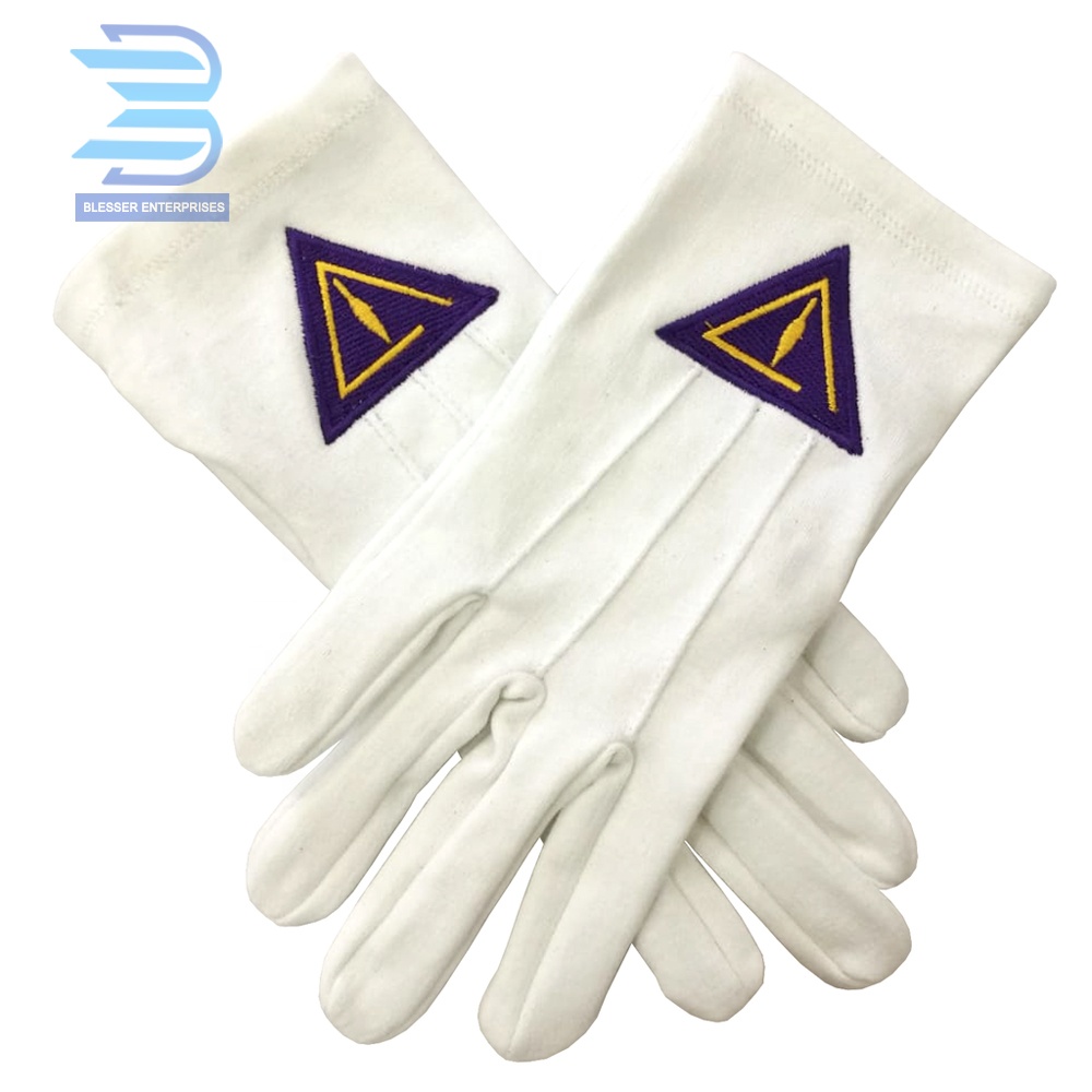 Masonic Glove Royal & Select Emblem White Cotton