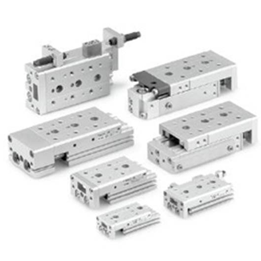 Линейный цилиндр с пневматической направляющей серии MXQ SMC, 6-25 мм