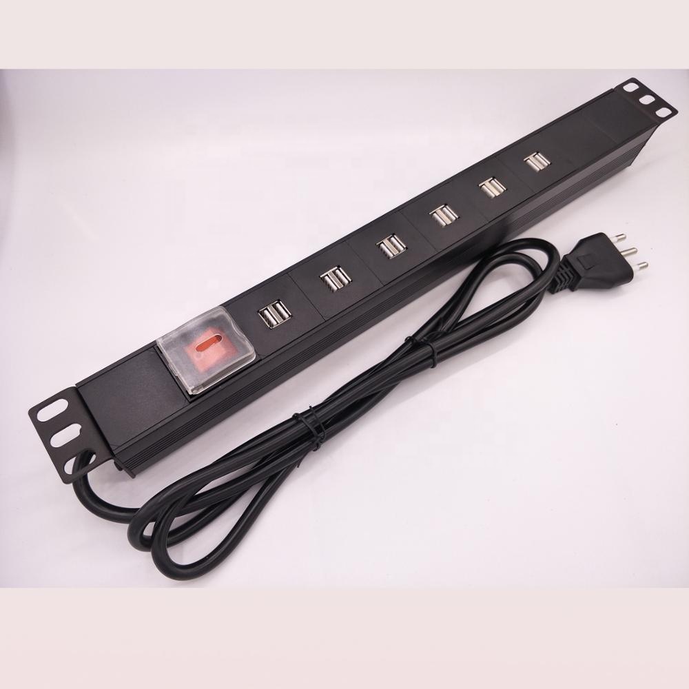 1U 12 способов кабель с разъемом USB типа PDU стоечного исполнения с переключателем от сети переменного тока 220-250VAC переменного тока в постоянный 5V 15 Вт супер быстрое зарядное устройство
