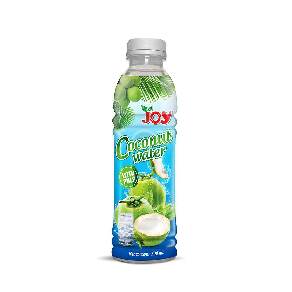 JOY Beverage Factory 500ml Plastic Coconut Water with Pulp Young Coconut Water From Vietnam