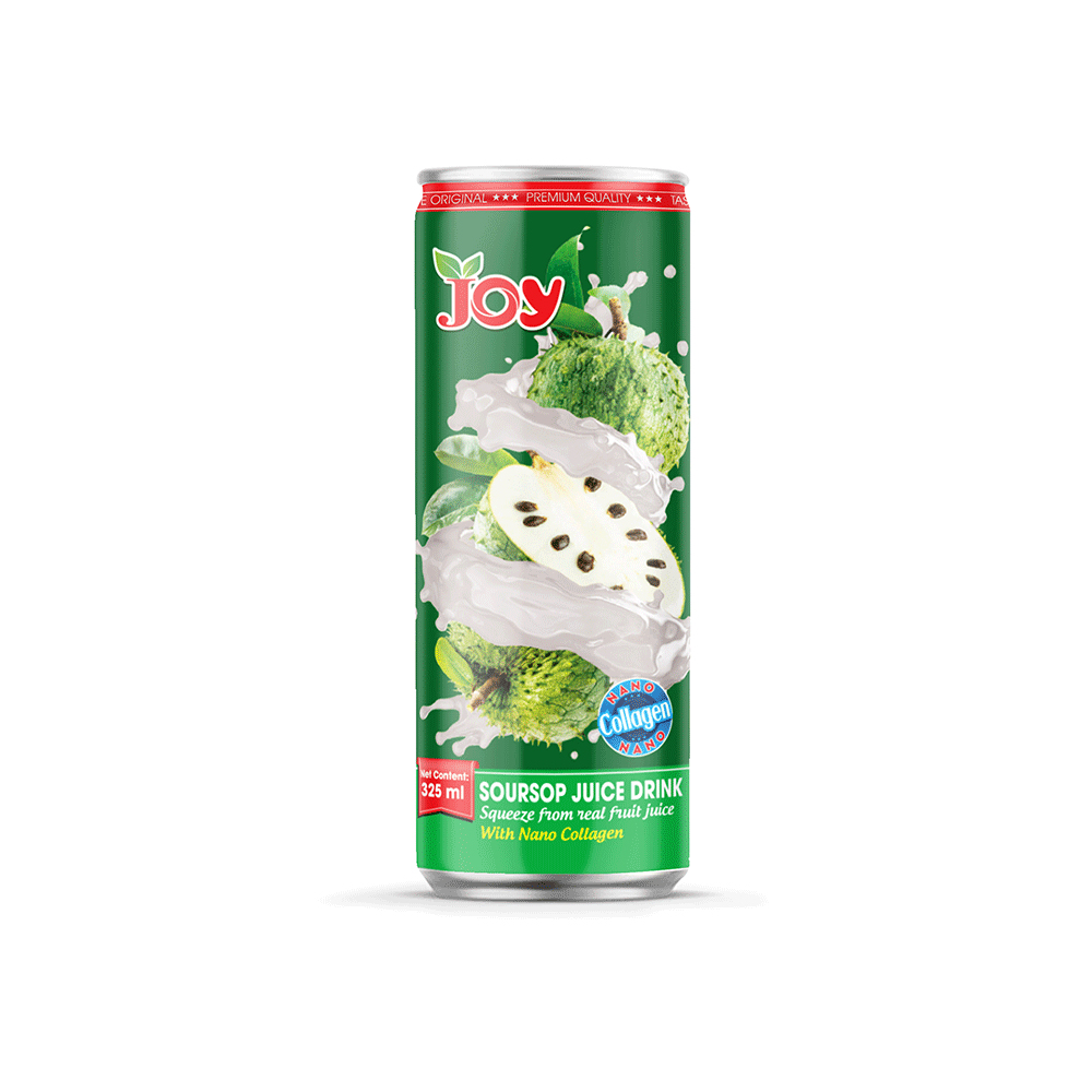 JOY Beverage Canned 325ml Soursop Juice Drink with Nano Collagen Fruit Juice Manufacturer Squeezed From Real Fruit Juice