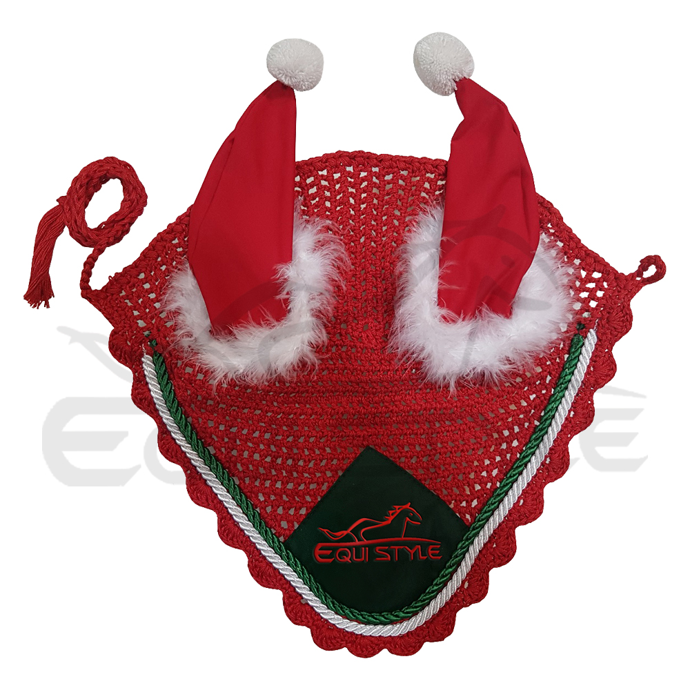 Ear Bonnet Crochet Fly Veil Best Christmas Gifts For Your Horse Fashion Red Color Handmade knitted Cotton Customized Designs