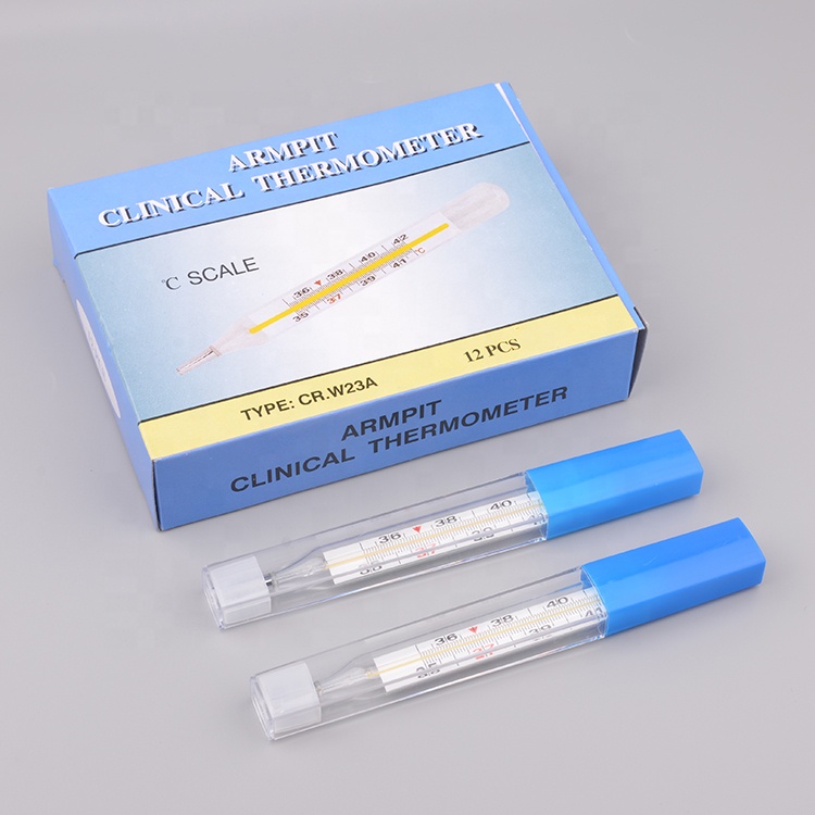 Hot selling high quality mecuray thermometer armpit glass clinic thermometer large size