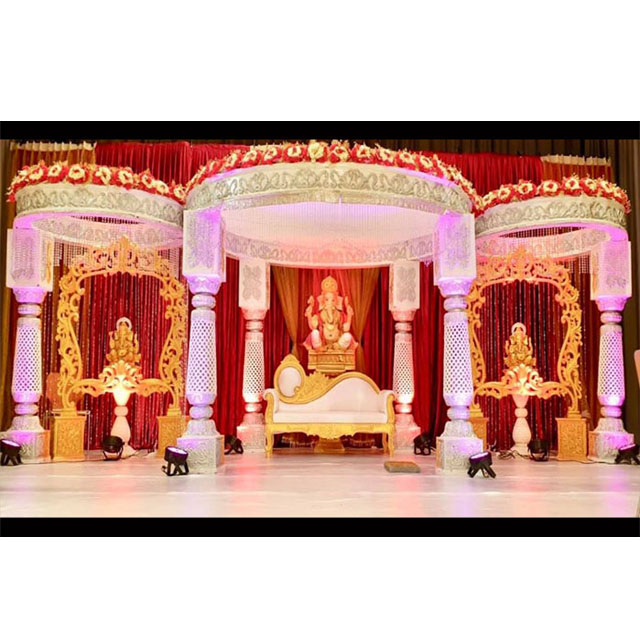 Stylish Fiber Carved Wedding Mandap For Sale Royal Pearl White Wedding Mandap Atlanta Hindu Wedding Pearl White Mandap For Sale