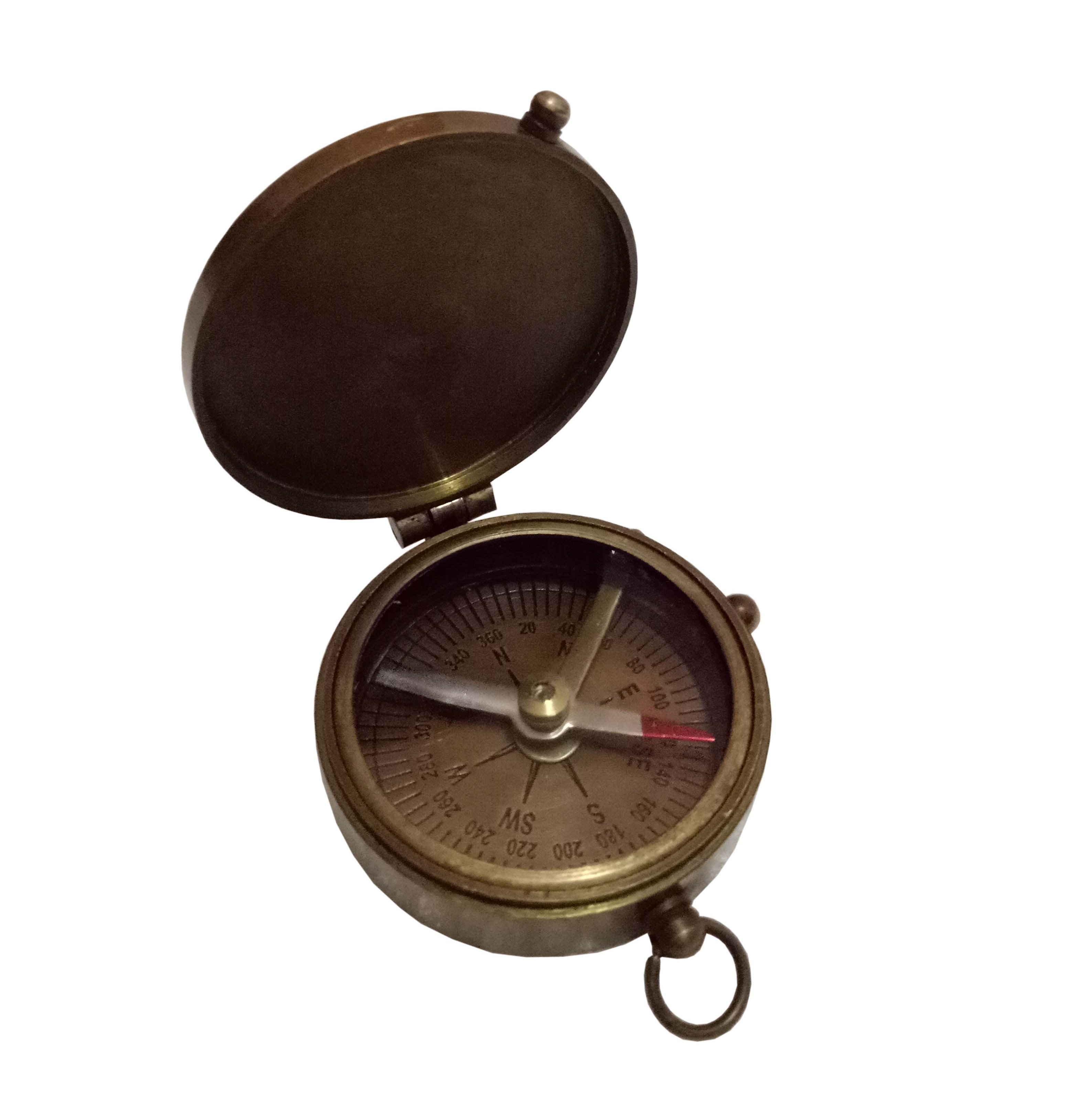 Brass Compass,BROWN NAUTICAL FLAT COMPASS - 2 INCH