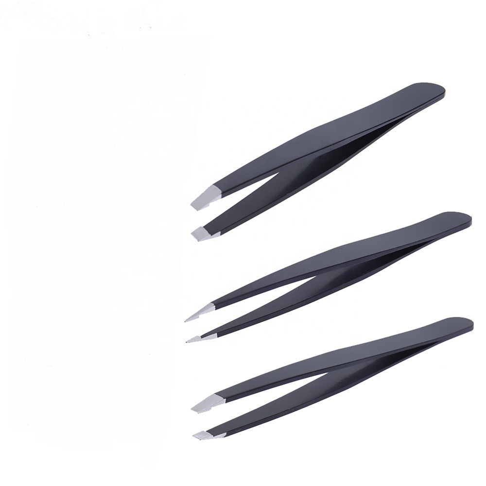 Профессиональная нержавеющая сталь Soft Touch черный живописи круглый eyebrowtweezer прямые набор пинцетов