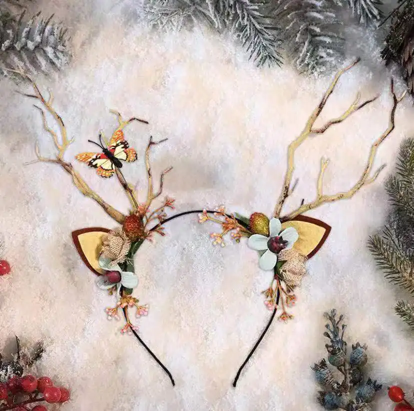 CHA20006 Antler Branch Headdress Christmas Cat ears Butterfly Branch children show cute fairy glow antler headband