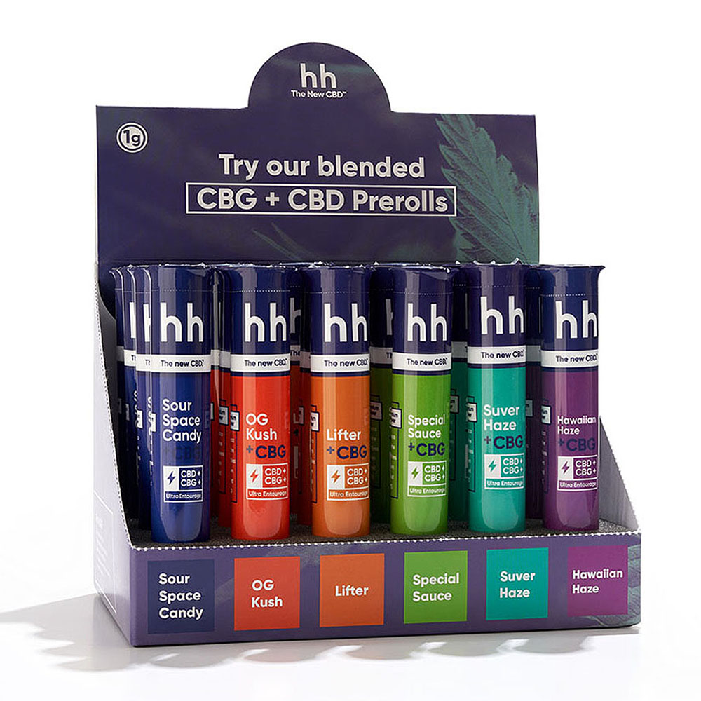 1g CBD+CBD Mixed Delta 8 Premium Quality CBD Hemp Flowers Prerolls Display