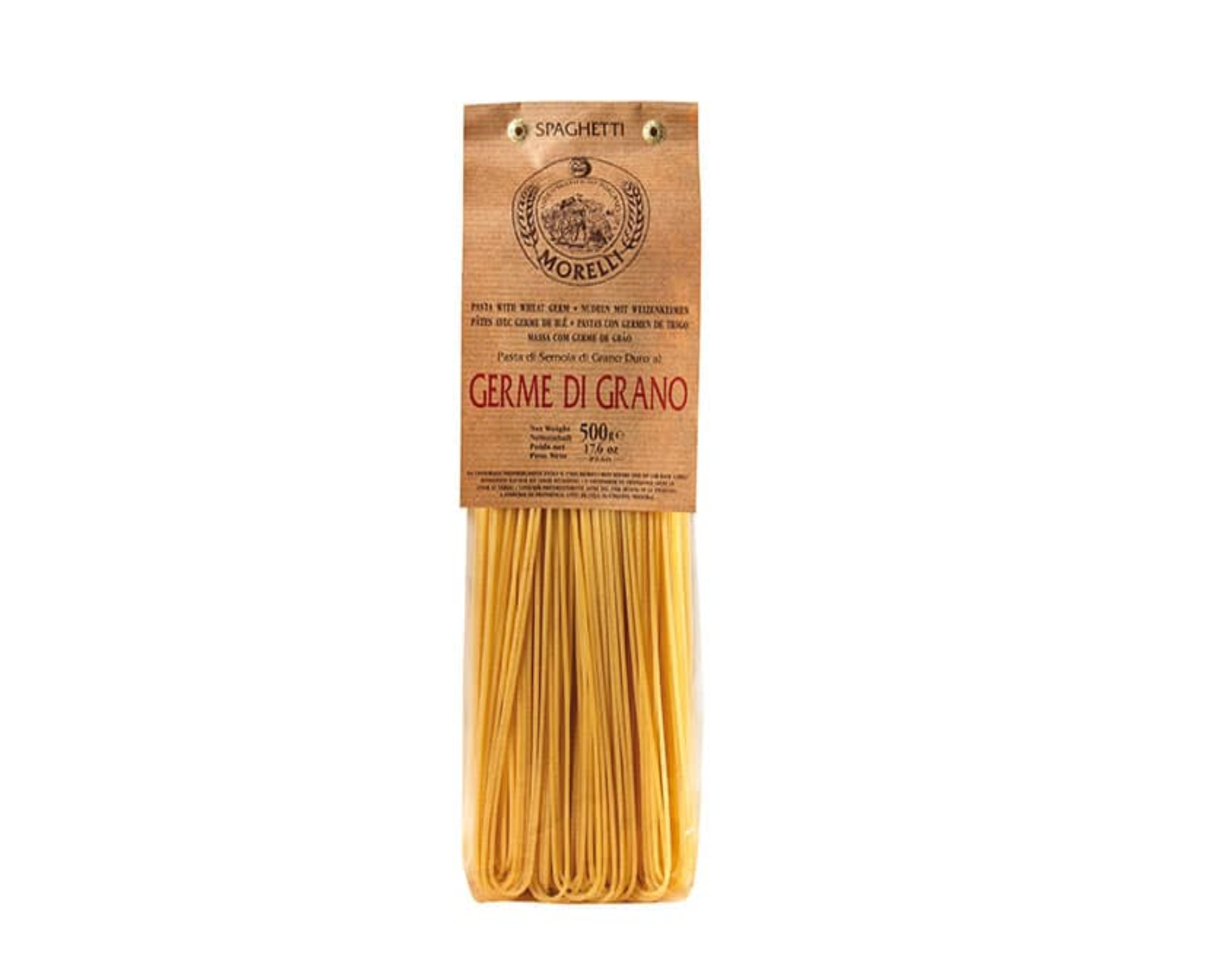 Spaghetti with Wheat Germ Italian Pasta Artisanal Made in Italy Long Shape