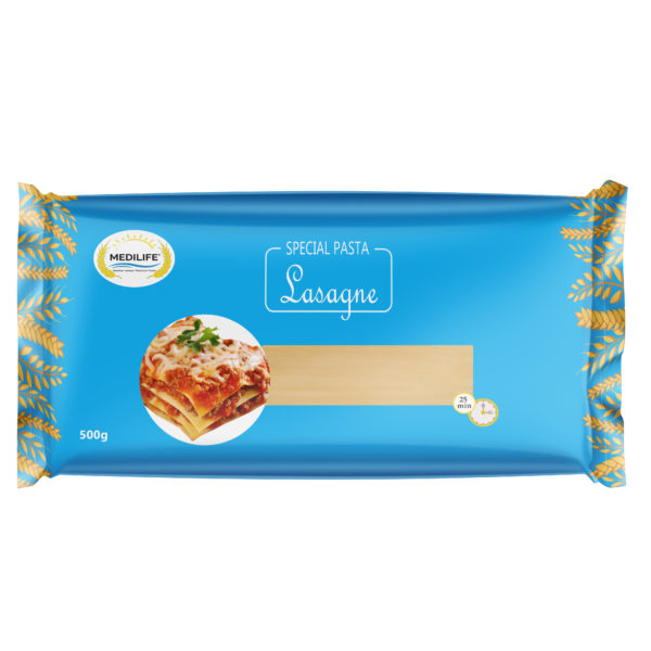 Lasagna 100% Durum Wheat Semolina Flour. High quality Special Pasta. LASAGNE 500 g Bag ISO certified.