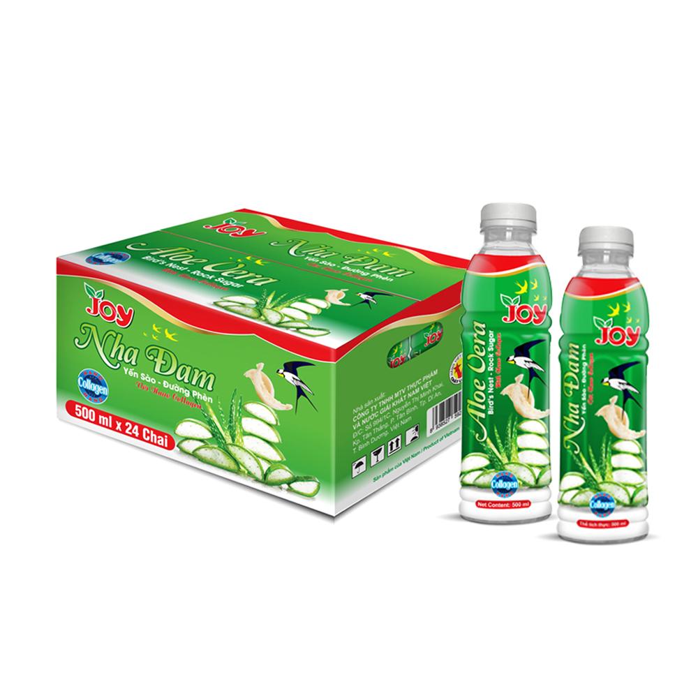 JOY Soft Drink 500ml Plastic Bottle Aloe Vera Bird's Nest Rock Sugar with Nano Collagen Aloe Vera Juice Viet Nam Supplier
